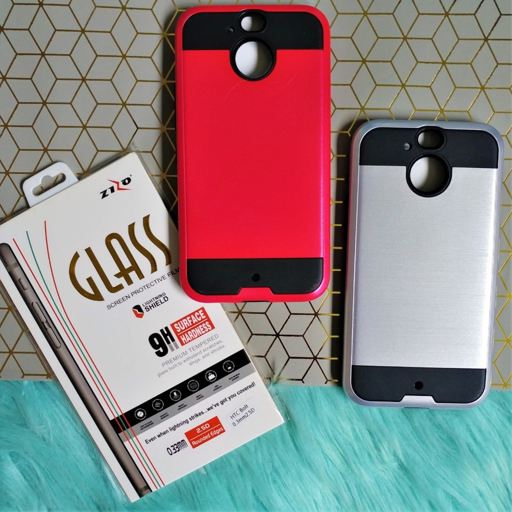NEW HTC Bolt Phone Cases Tempered Glass Bundle